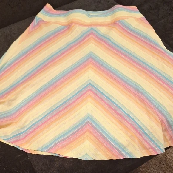 Halogen Summer Cotton Pastel Rainbow Chevron A-Line Skirt - Picture 1 of 4